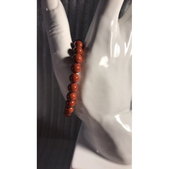Red Jasper Beaded Stretch Bracelet-8mm - Picture 1 of 4